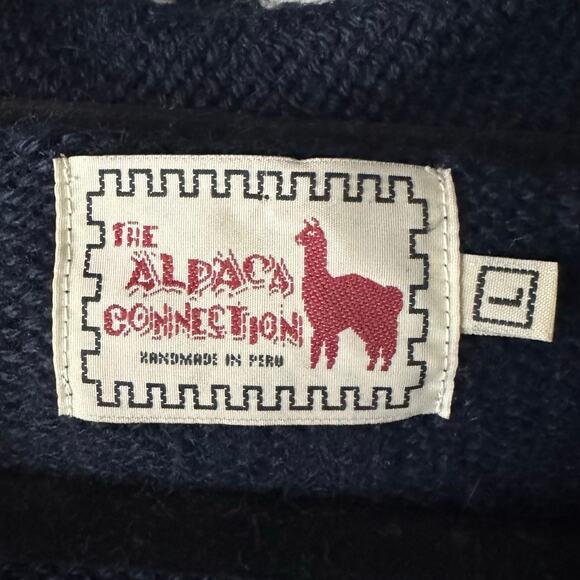 THE ALPACA CONNECTION Sweater Large Hoodie Cardigan Fair Isle Full Zip Llama - Picture 11 of 15